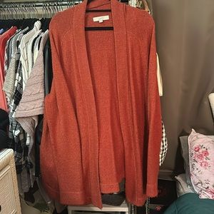 LOFT Orange Open Cardigan